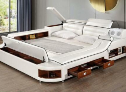 Luxury Bed Bed Leather Beds 180x200 Multifunction Bedroom Lounger
