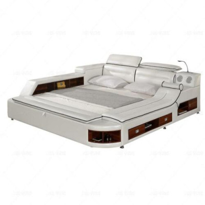 Luxury Bed Bed Leather Beds 180x200 Multifunction Bedroom Lounger