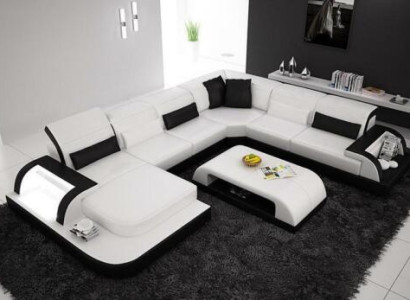 Living landscape Extra luxury class corner sofa couch - corner furniture leather sofa