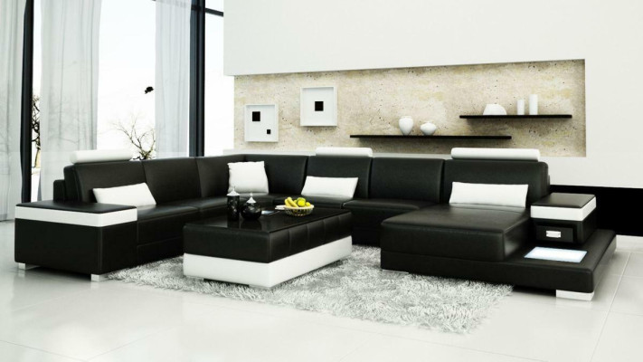 Leather sofa designer sofa U-shape living landscape couch upholstery decorative corner sofa