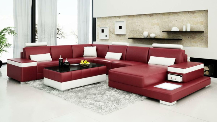 Leather sofa designer sofa U-shape living landscape couch upholstery decorative corner sofa