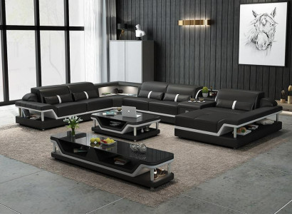 Designer Living landscape U-shape Couch Corner sofa Upholstery Suite Corner suite