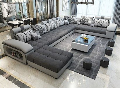 Living landscape Corner sofa U-shape Sofa Couch Leather Design Couch Textile