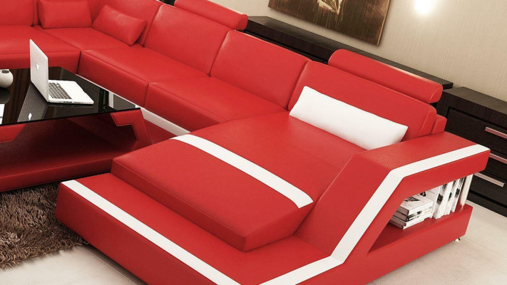 Illuminated Living room Corner sofa Upholstery Corner Seat Suite Leather Couches