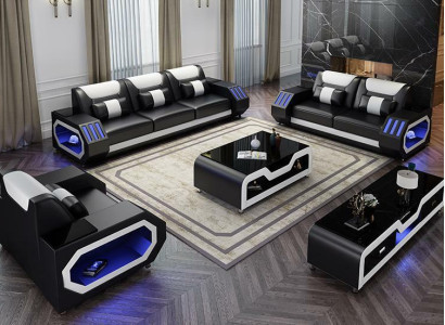 Sofa set Set 3+2+1 Seater Coffee table Sideboard Suite Design Modern