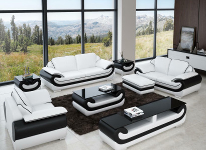 Sofa set 3+2+1 Seater 2x Side table Sideboard Stool 7-piece Living room Set