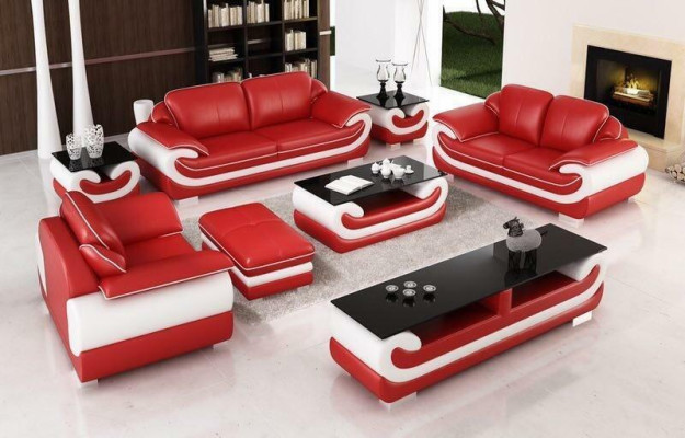 Sofa set 3+2+1 Seater 2x Side table Sideboard Stool 7-piece Living room Set