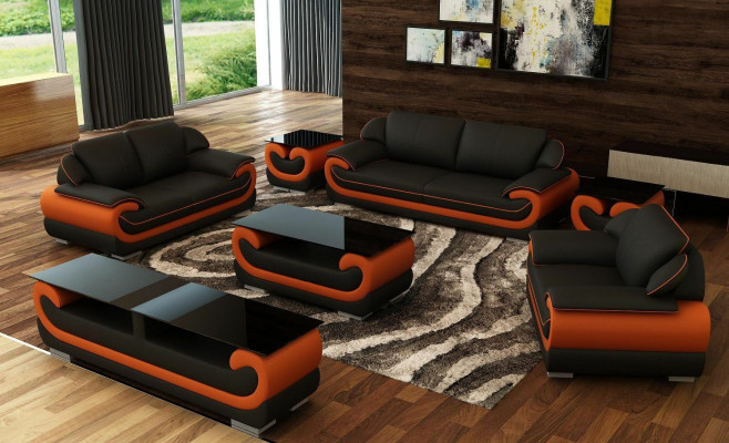 Sofa set 3+2+1 Seater 2x Side table Sideboard Stool 7-piece Living room Set