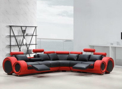 Designer Sofa Suite Living landscape Couch Corner sofa Leather Textile Upholstery