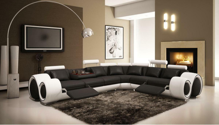 Designer Sofa Suite Living landscape Couch Corner sofa Leather Textile Upholstery