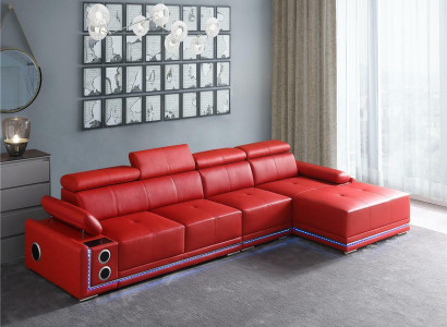 Couch Illuminated Leather Corner sofa L-shape Sound Led Boxes Modern