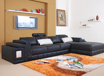 Corner sofa Leather Sofa Couch Upholstery Corner Living landscape Seat Suite L-shape