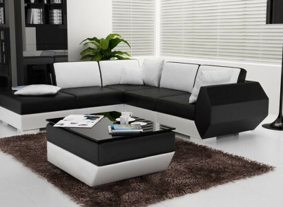 Corner sofa Leather sofa Upholstery Living landscape Couch Sofa Corner suite L-shape