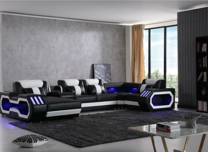Mega large Living landscape - Lighting System Sofa Upholstery new Couch