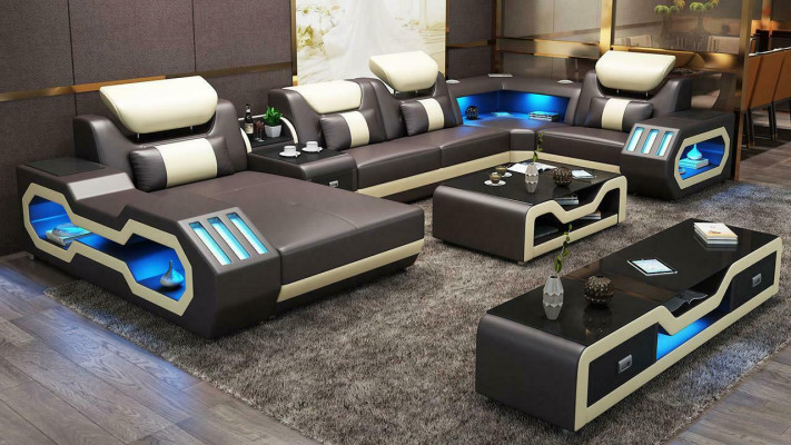 Mega large Living landscape - Lighting System Sofa Upholstery new Couch