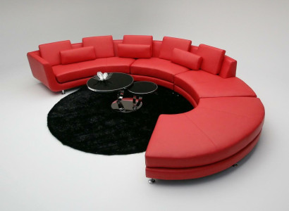 Red Round Couch Corner sofa Living landscape Round sofa Upholstery Suite Sofas