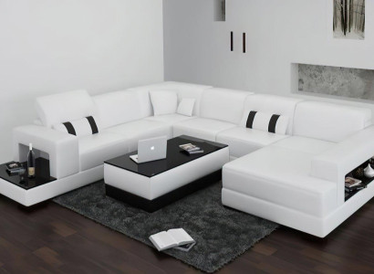 Corner sofa Sofa Couch Upholstery Deco Living landscape Leather Corner Sofas Suite