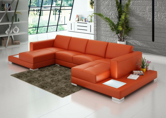 U-shape Sofa Couch Upholstery Suite Living landscape Design Corner sofa Leather