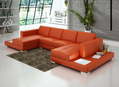 U-shape Sofa Couch Upholstery Suite Living landscape Design Corner sofa Leather