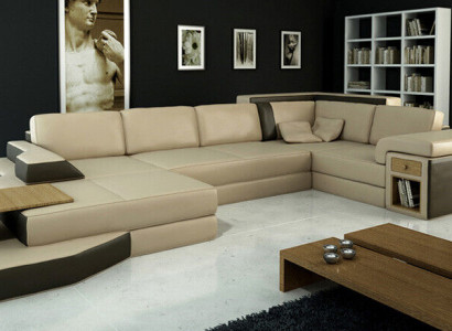 Design Sofa U-shape Leather Living landscape Couch Upholstery Seat Corner sofa