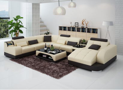 Leather sofa Designer Sofa U-shape Living landscape Couch Upholstery Corner sofa
