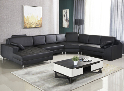 Corner sofa U-shape Sofa Couch Upholstery Corner sofa Living landscape Leather sofa