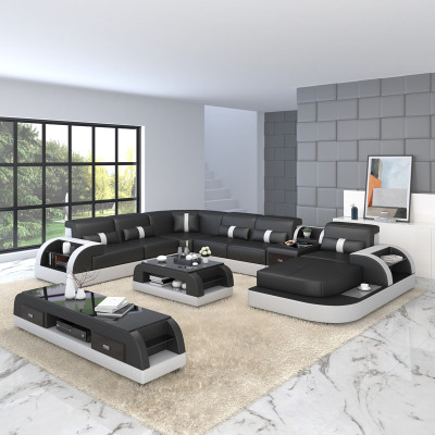 U-shape Sofa Couch Upholstery Suite Corner sofa Living landscape Design Leather