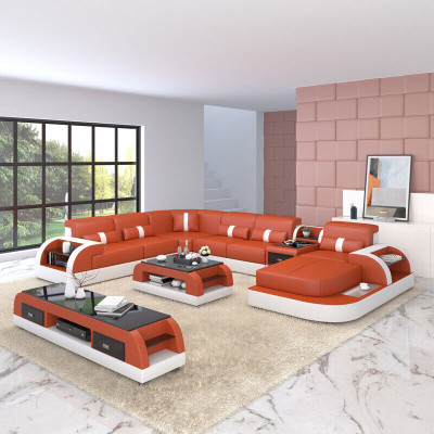 U-shape Sofa Couch Upholstery Suite Corner sofa Living landscape Design Leather
