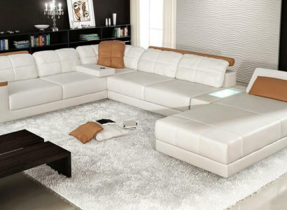Leather sofa custom-made Corner sofa Couch Upholstery Seat Suite Living landscape