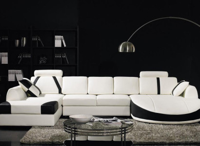 Corner sofa Leather sofa Upholstery Living landscape Sofa Couch Corner suite U-shape