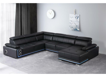 Modern Corner sofa Living landscape Couch Corner suite Led Line Illuminated