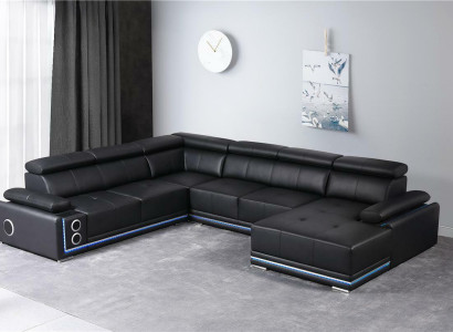 Modern Corner sofa Living landscape Couch Corner suite Led Line Illuminated