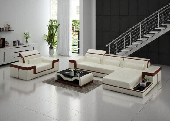 Living landscape Corner sofa L-shape Armchair Set Suite Modern Sofa Leather