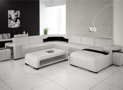 Living landscape Couch Upholstery Seat Suite Corner sofa Big Couches + 2 Stool