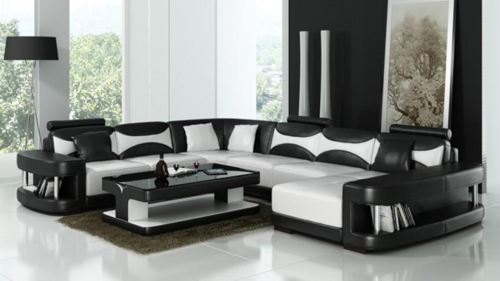 xxl big Living landscape U-shape Corner sofa Sofa Couch Upholstery Suite Leather