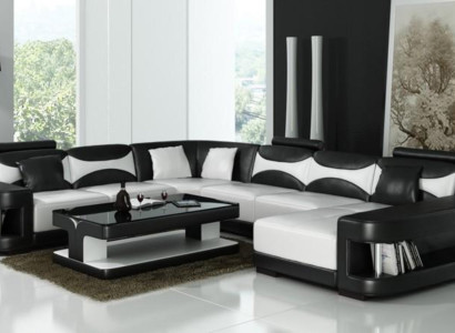 xxl big Living landscape U-shape Corner sofa Sofa Couch Upholstery Suite Leather