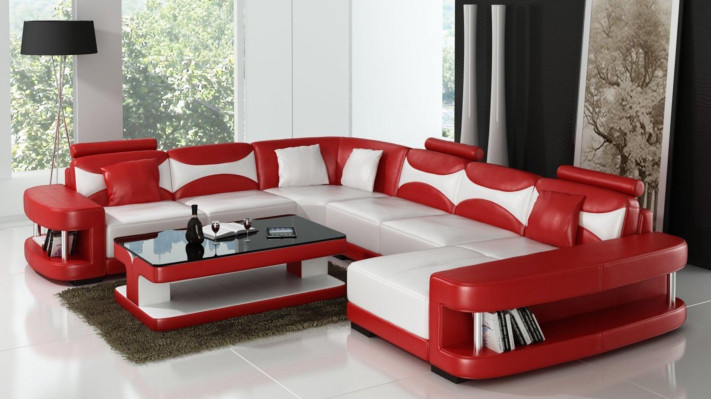xxl big Living landscape U-shape Corner sofa Sofa Couch Upholstery Suite Leather