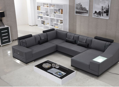 Corner sofa leather sofa Big xxl U-shape Living landscape decorative sofa couch suite