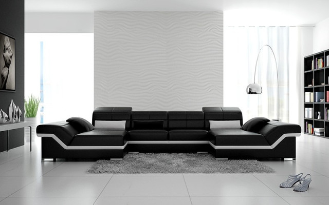 Corner sofa Sofa Couch Upholstery Living landscape Leather Corner Suite U-shape