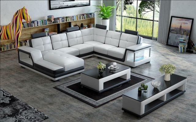 Corner sofa U-shape Upholstery Corner sofa Living landscape Leather sofa Modern new