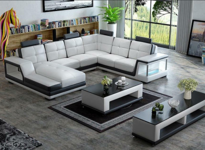 Corner sofa U-shape Upholstery Corner sofa Living landscape Leather sofa Modern new
