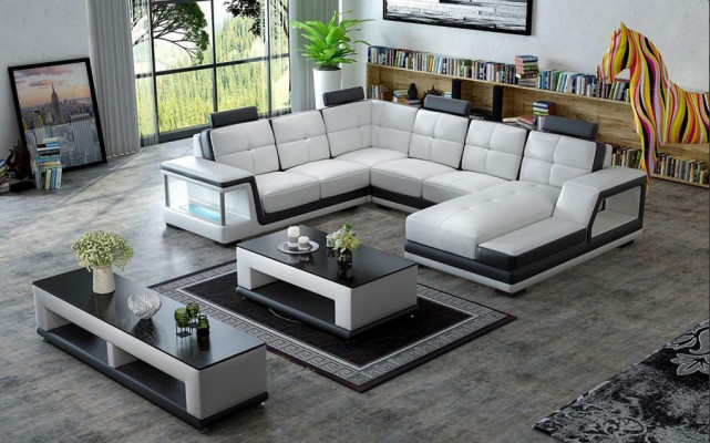 Corner sofa U-shape Upholstery Corner sofa Living landscape Leather sofa Modern new