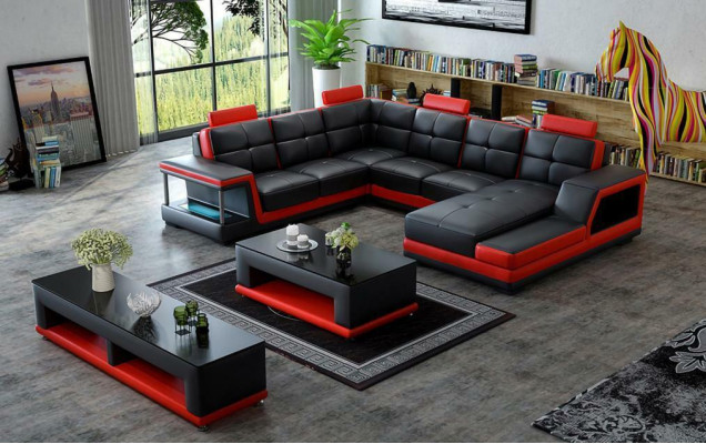 Corner sofa U-shape Upholstery Corner sofa Living landscape Leather sofa Modern new