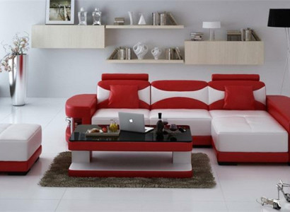 Leather sofa Corner sofa Stool Suite Upholstery L-shape Couch Sofa Design