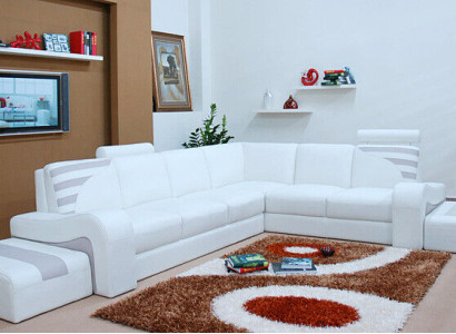 Modern Sofa Corner suite L-shape Upholstery Seat Corner Decor Couch + Stool