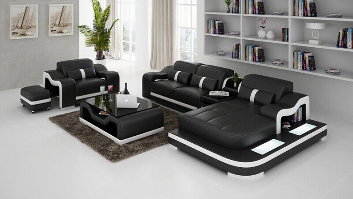 Living landscape Corner sofa L-shape Armchair Set Suite Deco Modern Sofa Leather