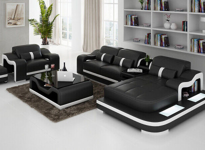 Living landscape Corner sofa L-shape Armchair Set Suite Deco Modern Sofa Leather