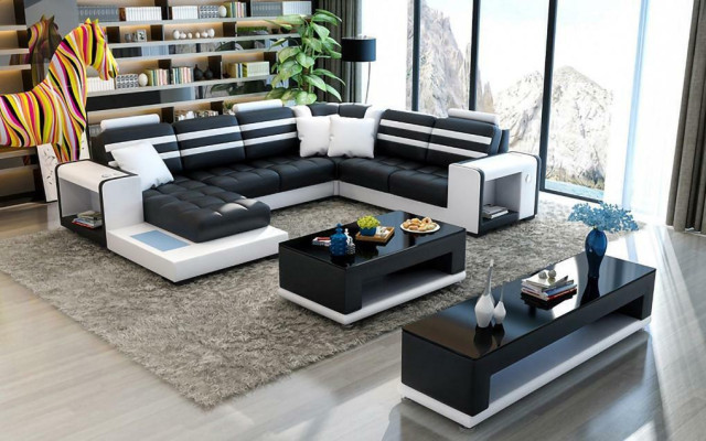 Living landscape Corner sofa U-shape Sofa Couch Design Couch Textile Modern Upholstery new
