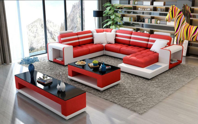 Living landscape Corner sofa U-shape Sofa Couch Design Couch Textile Modern Upholstery new