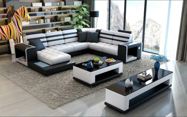Living landscape Corner sofa U-shape Sofa Couch Design Couch Textile Modern Upholstery new
